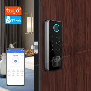 Quality Smart Deadbolt Fingerprint Office Door Lock Digital Code Tuya TTLock Remote Access wholesale