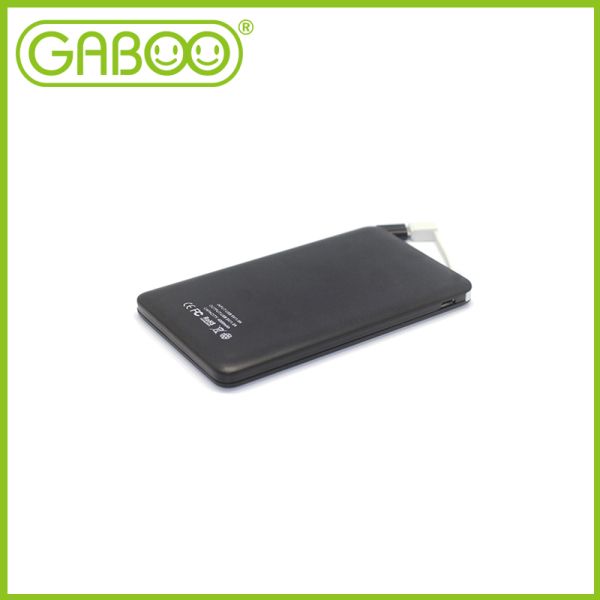HG-W0409/HG-W0409L 4000mah card power bank with built in cable & lightning connector