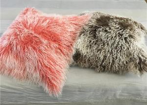 Rectangular Colorful Mongolian Lamb Cushion Cover , Soft Fuzzy Decorative Pillows 