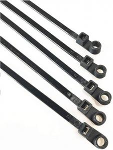 China 11 Inch Screw Hole Zip Ties Strong Black Nylon Cable Ties Indoor Outdoor Rated on sale