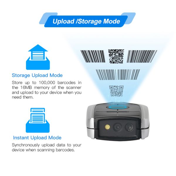 2.4GHz Wireless CMOS Bluetooth Barcode Scanner 450mAh Portable Mini Code Reader