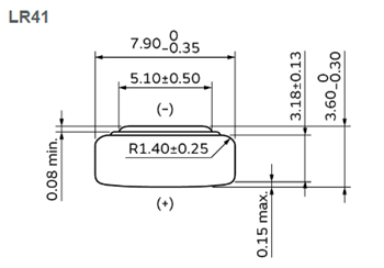 Mechanical Drawing - Murata Electronics LRx Micro Batteries
