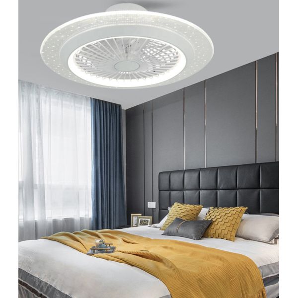 White 42 Inch No Blade Ceiling Fan With Light Decorative Low Noise