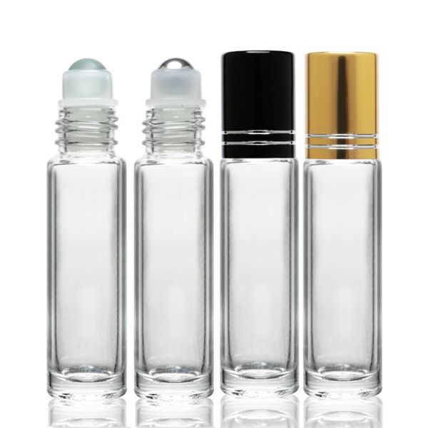 Perfume 10ml Clear Glass Roller Bottles With Gold Silver Aluminum Cap