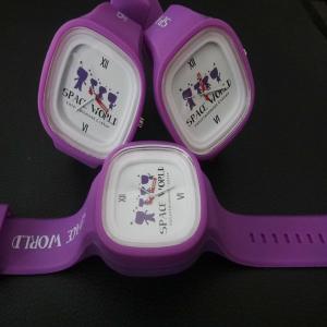Quality Purple Colour Silicone Rubber Jelly Band Watch 3ATM Water Resistant , White Face With Company Logo, Unisex For Men Women wholesale