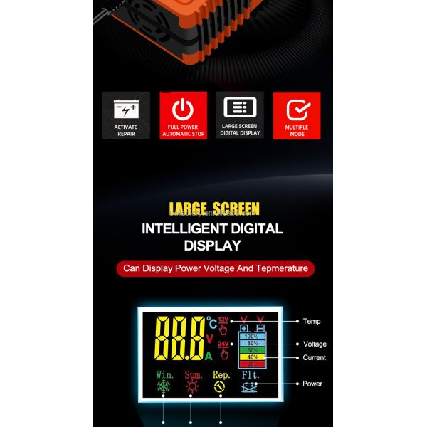 12V 24V 12A 10A 24V6a 9-Stage Battery Charger OEM/ODM Accepted Fast Charging Speed for Deep-Cycle Lead Acid Batteries