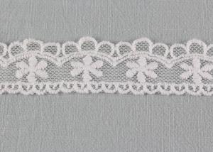 Quality Floral Embroidered Lace Trim Scalloped Mesh Lace Ribbon For Fashion Dress Designer wholesale