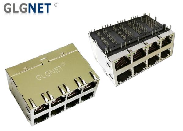 2 X 4 Stacked Ethernet 10G Rj45 Connector30 U" Gold Plating Through Hole Mount