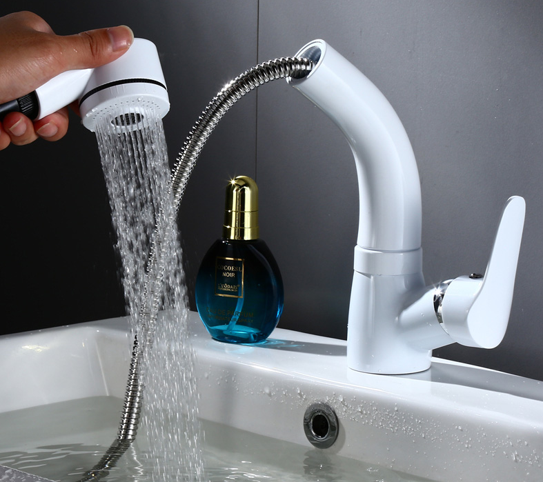 CE Pull Out Kitchen All Copper Washroom Basin Faucet