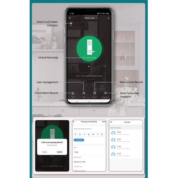Electronic Keyless Digital Deadbolt Door Lock BLE TTLock App Smart Home Door Lock WiFi Tuya APP