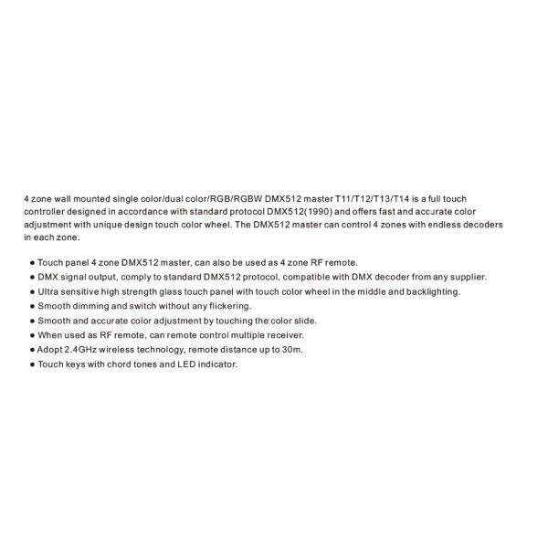 AC100-240V Rgbw Wall Controller