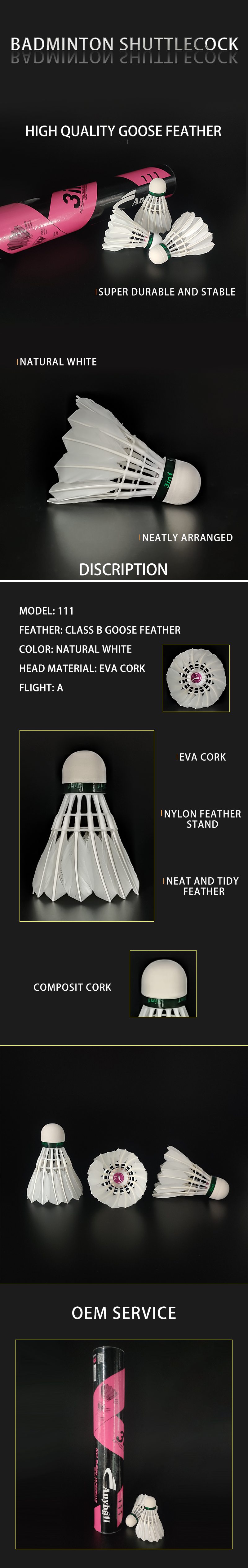 3in1 Goose Feather Badminton Shuttlecock For Sports Training