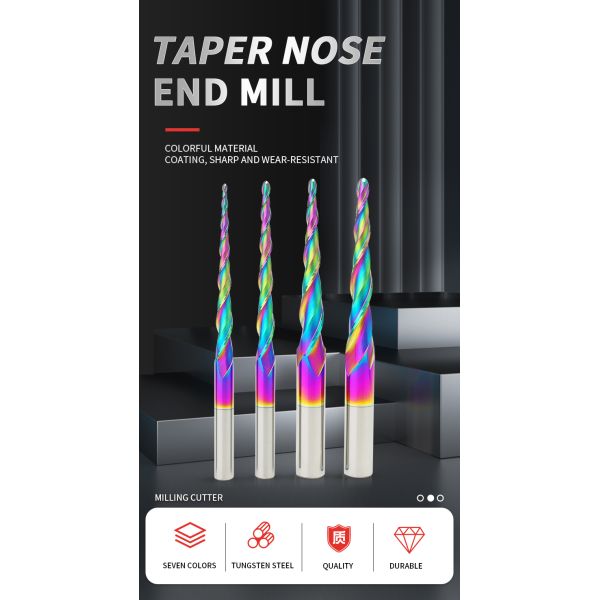 4mm 6mm Router Carving Bits HRC55 Tapered Ball Nose End Mill 10pcs