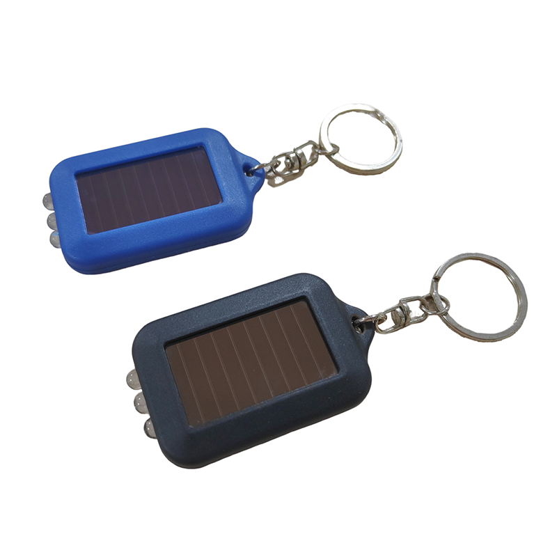 Customized Colorful Solar Key Ring Three Led Light Solar Power Keychain