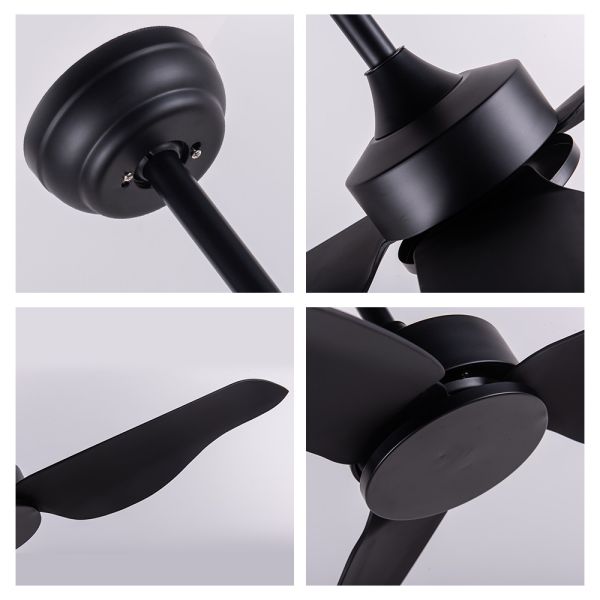 Decorated 42 Inch Black Ceiling Fan With Light Low Noise