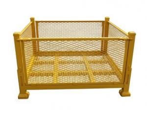 Quality Yellow Callapsible Metal Storage Containers / 1000 Kg Capacity Pallet Stillage Cage wholesale