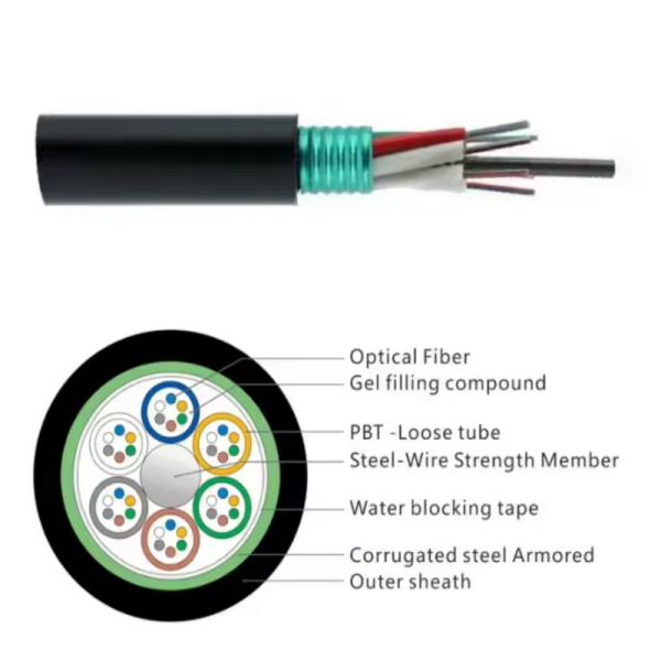 PUNAISGD Outdoor Fiber Optic Cable Armored 24 48 Core GYTS Fiber Optic Cable