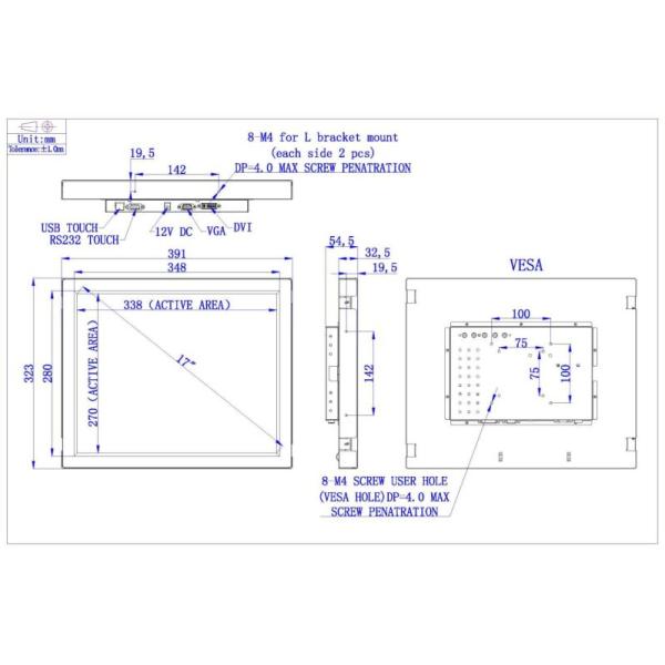 17 Inch LCD Touch Screen Display Monitor VESA Mounted For Self Service Kiosk