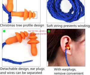 Quality Soft Silicone Corded Ear Plugs ears Protector Reusable Hearing Protection Noise Reduction Earplugs Earmuff wholesale