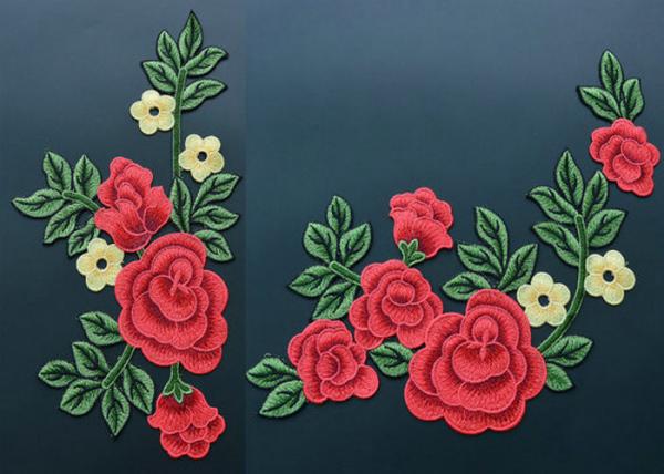 Cheap Colorful Polyester Neckline Embroidered Applique Patches / Large Embroidered Flower Patches for sale