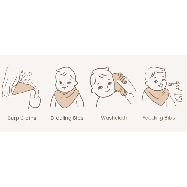 Plain Color Snap Bandana Bibs Muslin Teething Bibs Soft Skin Friendly Customizable For Baby