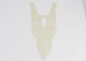 Quality Off White Cotton Floral Embroidered Lace Appliques For Lady Dress Gown Backside wholesale