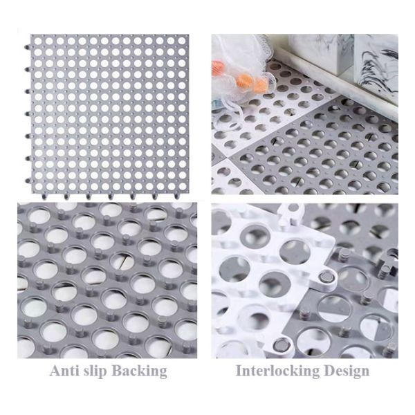 30cm Interlocking Anti Fatigue Floor Mats Shower Mat With Drainage Holes