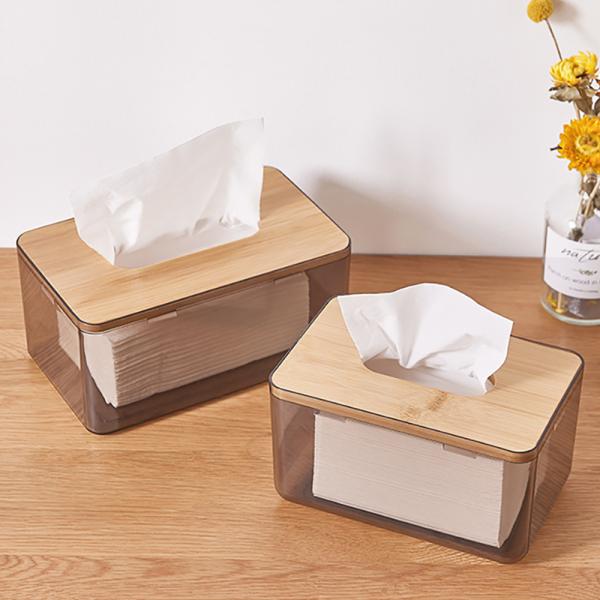 Transparent Rectangular Tissue Dispenser Box Storage For Bathroom Kitchen