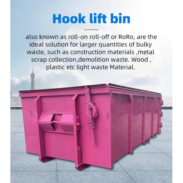 CE Certified Hook Lift Bin 8 - 30m3 Capacity Roll Off Dumpster Waste Management Solution