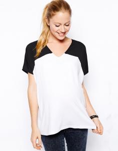 Quality black and white maternity clothing wholesale with chiffon contrast sleeves wholesale