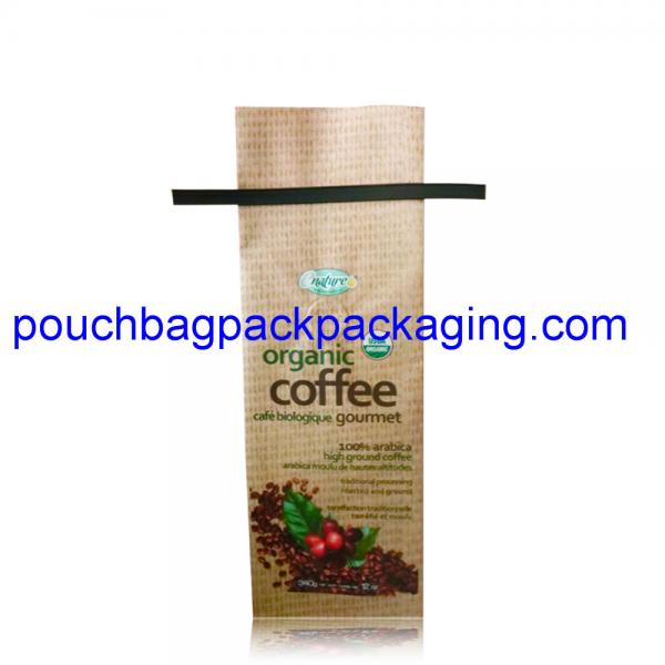 Cheap Kraft aluminium foil bag pack for coffee packaging with tin line for sale