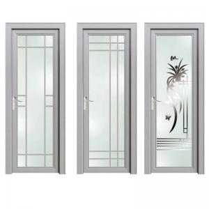 Quality Sound Insulation Aluminum Bathroom Doors Swing Tempered Glass Door wholesale