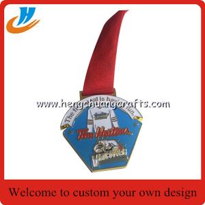 China Soccer medals,ribbon metal medal with color fill/football metal medal with custom on sale
