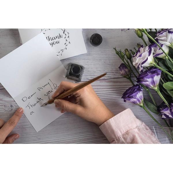 Embossed Lettering Thanks Greeting Card 100 Set 6.25 X 4.5 Inches Folded Size