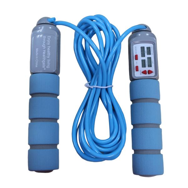 Fitness Jump Rope ABS Handle Weight Loss Skipping Rope For Home Fitness Loop Counter Up To 9999 OK-168 Blue