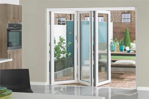 Aluminum Frame Commercial Aluminium Doors Tempered Glass Double Folding Durable