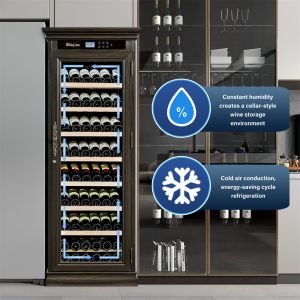 Custom Wine Cooler Cabinet With Touch Control Panel And Locker