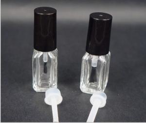 China 4ml Square Glass Bottle for Nail Polish with black cap and brush on sale