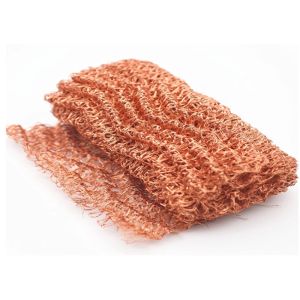 Yellow Knitted Copper Mesh 100mm 0.18mm Customized High Temperature Resistant