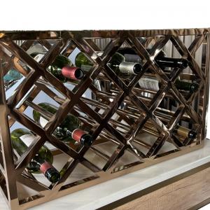 Quality Non Faded Stainless Steel Metal Fabrication Mirror Surface Metal Wine Rack Rose Gold wholesale