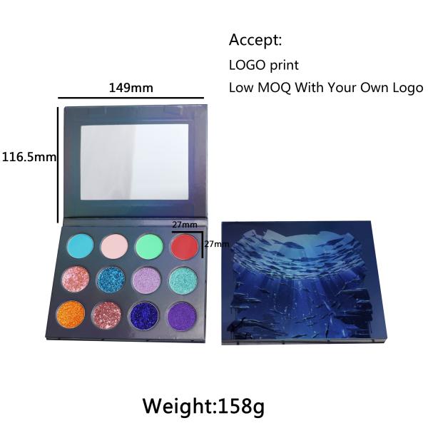 Private Label 107g Pressed Glitter Eyeshadow Palette For Dark Skin