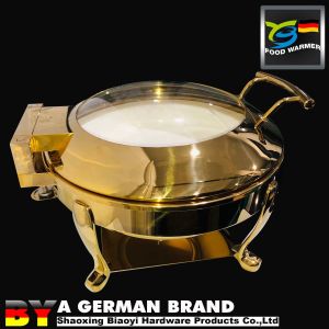Buy cheap Luxury Golden 6L Round Chafing Dish Of Tiger Feet Frame With Ceramic Pan from wholesalers