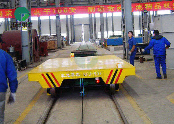Assembly Line Electric Flatbed Platform Material Handling Rail Ferry Transfer Trolley
