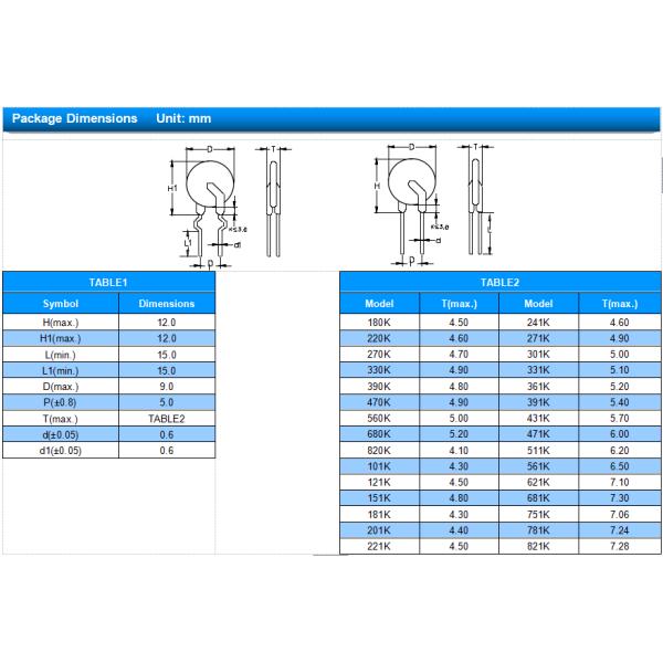 MoV 7D561K 500V High Voltage Varistor Zov 07D511 Resistor