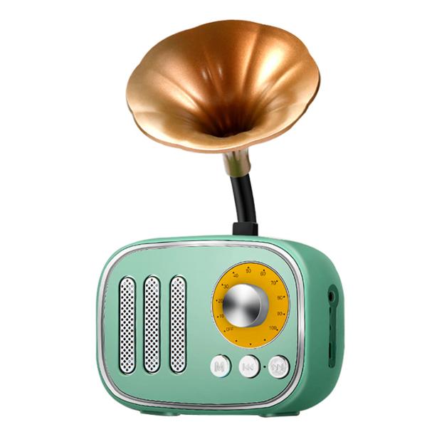 Bluetooth Speakers Supports Bluetooth AUX TF Card And FM Radio Playback 1200mAh Battery Mini Retro Trumpet Design 125 × 66 × 205mm