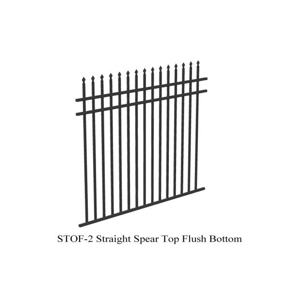 Garrison Fence 3 Rails Stright crimped Spear ,Bottom Flush Rails 1800mm x 3000mm stain black dupont powder