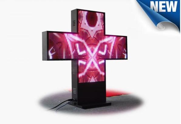 Cheap Asynchronous Control Cross Programmable LED Sign , 2 Side 3D LED Video Display Panels for sale