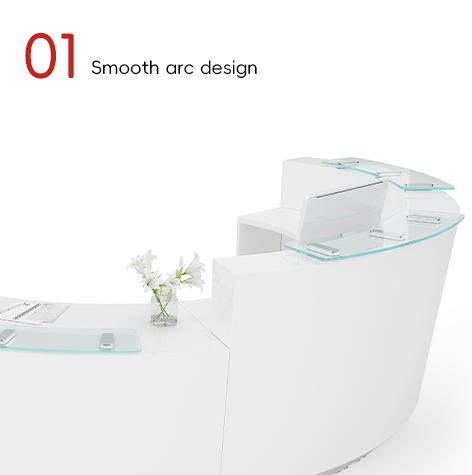 High Gloss Painting Glass Top Reception Desk For Meeting Room Furniture