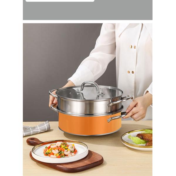 Factory 28 CM Steamer Pot Stainless Steel Dumplings Seafood Rice Cooking Food Steamer Pot For Sale