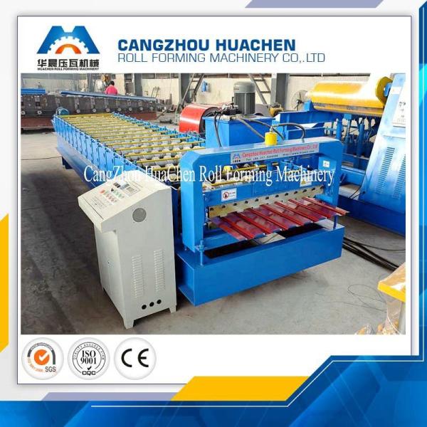 Cheap Trapezoid Wall Roof Panel Roll Forming Machine With Manual Decoiler PLC Control for sale